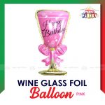 Foil Balloon Wine Glass - Pink