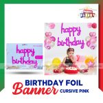 Birthday Foil Banner Cursive Pink