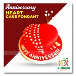 Heart Shape Anniversary Cake Full Fondant