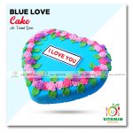 Blue Love Cake with Fondant Roses