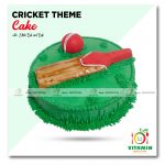 Cricket Theme Cake with Edible Bat and Ball