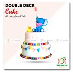 Double Deck Cake with Cute Elephant and Duck (Min-3p)