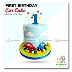 First Birthday Car Cake with Number and Star Topper (Min-1.5p)