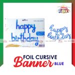 Foil Cursive Banner Blue