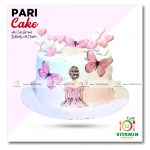 Pari Cake with Cute Girl and Butterfly with Hearts (Min-1.5p)