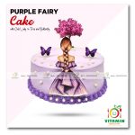 Purple Fairy Cake with Cute Lady in Tree and Butterfly (Min-2p)