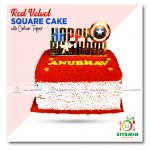 Redvelvet Square Cake with Cartoon Topper