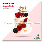 Rose and Gold Tower Cake with Topper and Oreo (Min-3p)