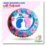 Baby Shower Cake with Footprints and Flowers (Min-2P)