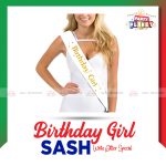 Birthday Girl Sash White Glitter Special