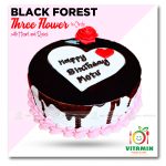 Black Forest three flower in circle with heart and roses