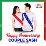Happy Anniversary Couple Sash Red and Blue Regular