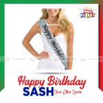 Happy Birthday Sash Silver Glitter Special