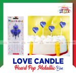 Love Candle Heart Pop Metallic Blue