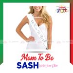Mom to be Sash White Silver Glitter