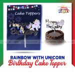 Rainbow with Unicorn Birthday Cake Topper