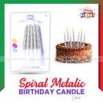 Spiral Metallic Birthday Candle Silver