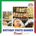Birthday Photo Banner (Crown) Golden Glitter