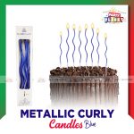 Metallic Curly Candles Blue