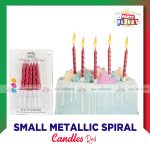 Small Metallic Spiral Candles Red