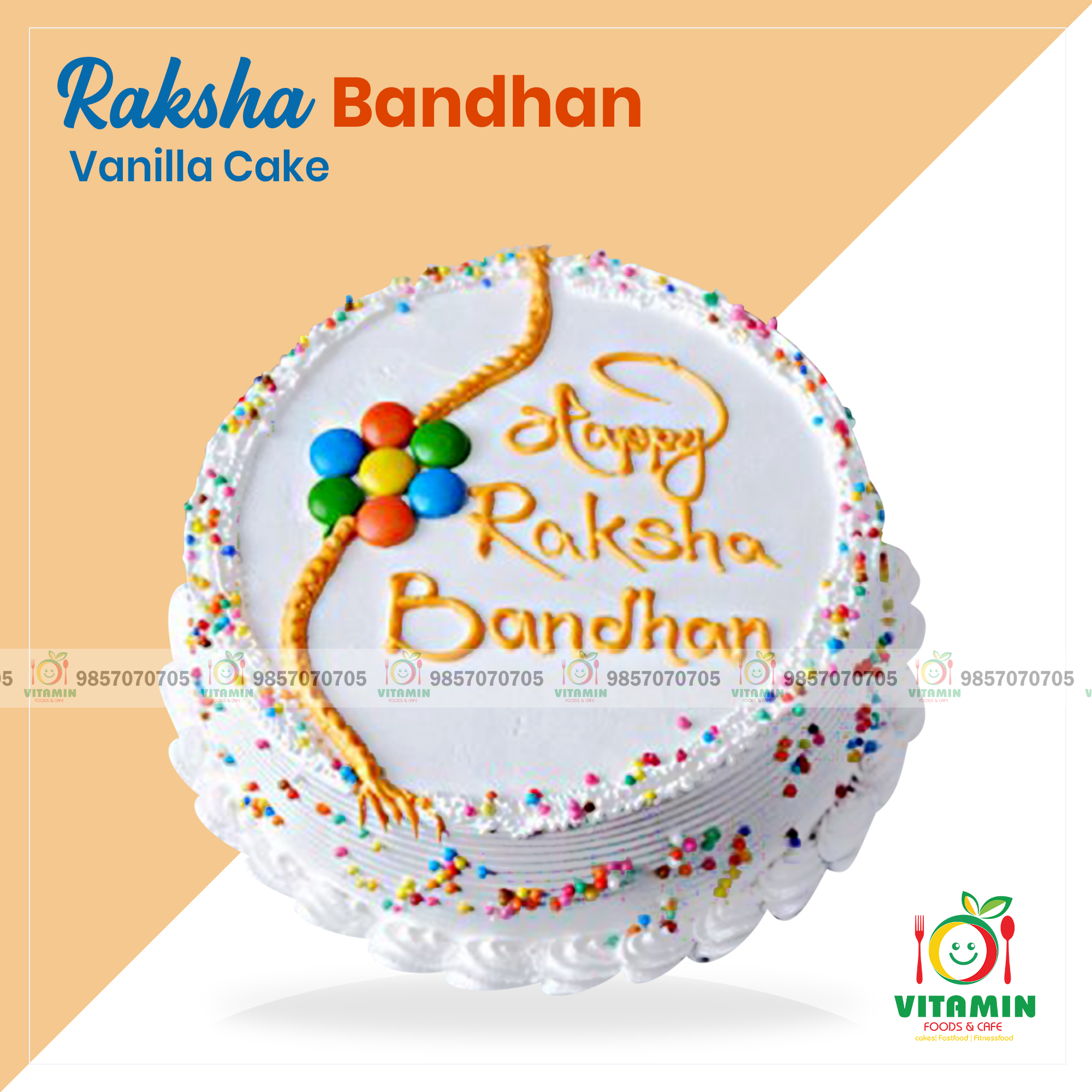 Raksha Bandhan Vanilla Cake 499 Raksha Bandhan Cake