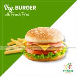 Veg Burger with French Fries