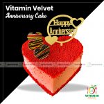 Anniversary Cake in Butwal - Red Velvet flavor (Min-1p)