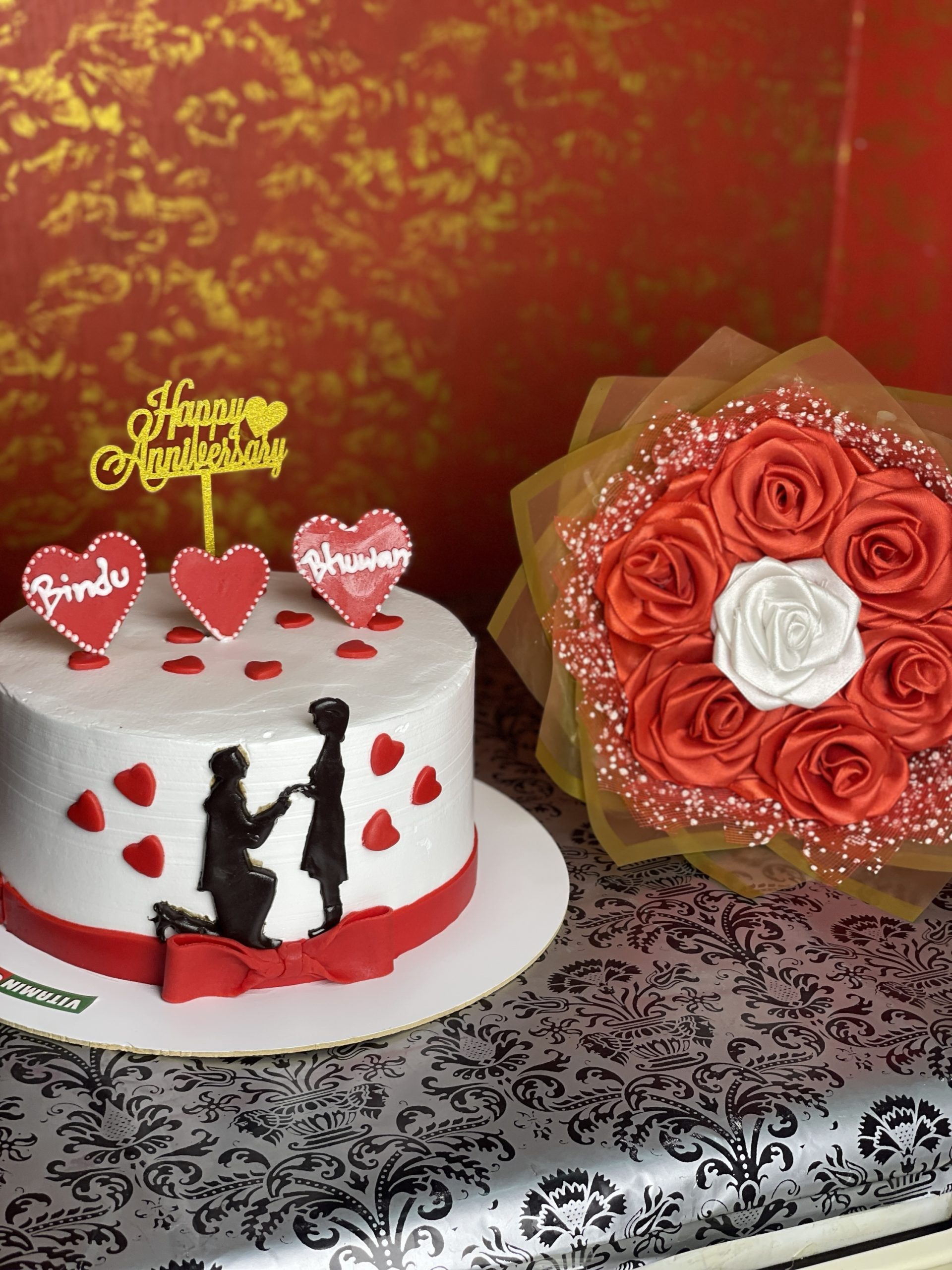 img_8406 Love cake and eternal bouquet combo - Image 1